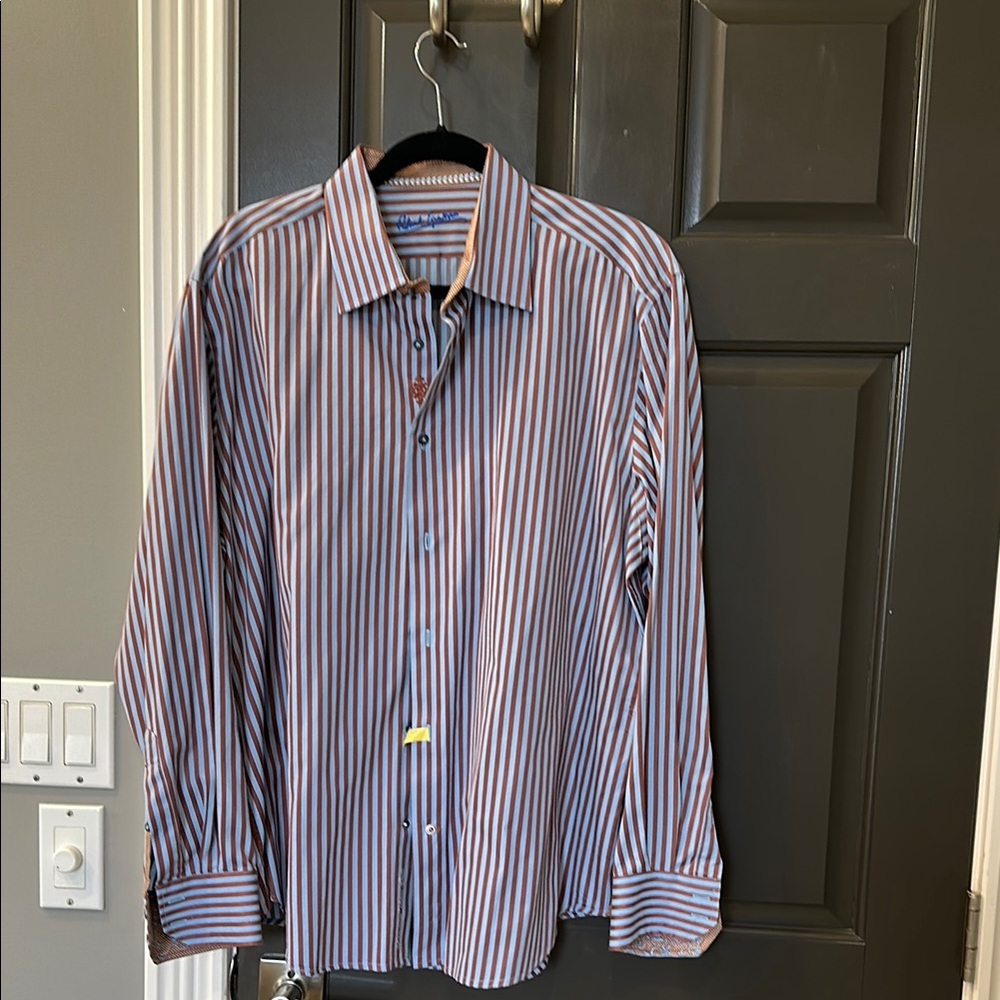 Upscale, Robert, Graham shirt, Men's Striped Blue and brown Shirt